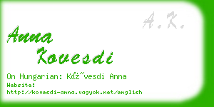 anna kovesdi business card